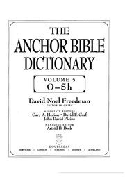 The Anchor Bible Dictionary O Sh Ed D N Freedman Ed David