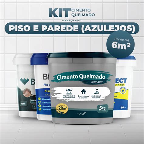 Kit Cimento Queimado Biomassa PISO E PAREDE AZULEJOS 6m² Biomassa