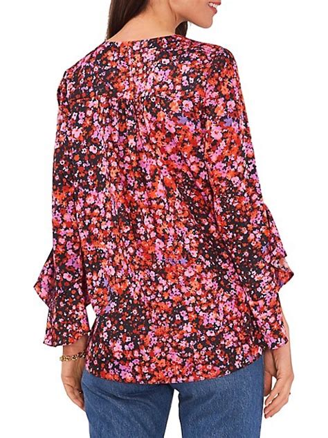 V Neck Flutter Sleeve Blouse