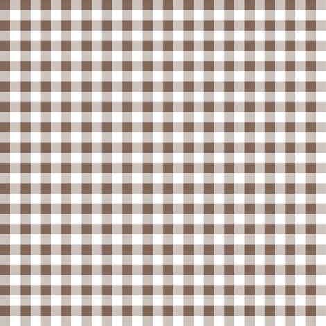 Quarter Inch Taupe Brown And White Gingham Check Fabric