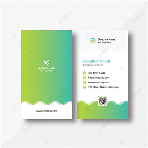 Vertical Colored Green And Blue Waves Business Card Design Template Download On Pngtree