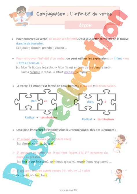 Le On Trace Crite Cours Infinitif Cycle Pdf Gratuit Imprimer