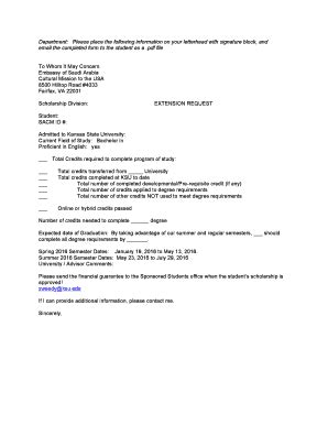 Fillable Online K State C SACM Extension Request Template Docx K