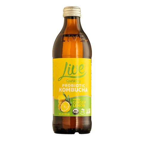 Live Raw Organic Kombucha Sabor A Jengibre Y Limón Paquete De 8 Botellas De 12 Onzas Elaborada