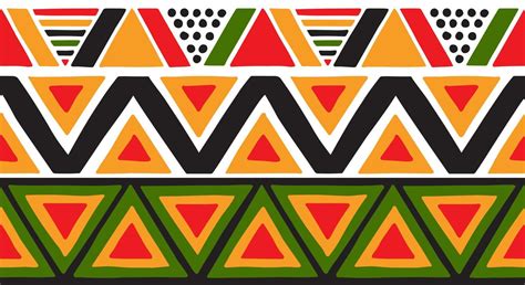 Seamless borders with triangle African motifs. colorful vector patterns ...