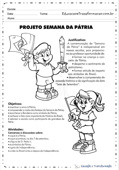 Projeto Semana Da Pátria Para Imprimir Educação E Transformação