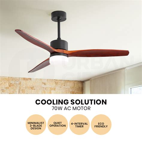 Krear 52 Inch Ceiling Fan Wooden Blades Dc Motor Fans Light Led Remote