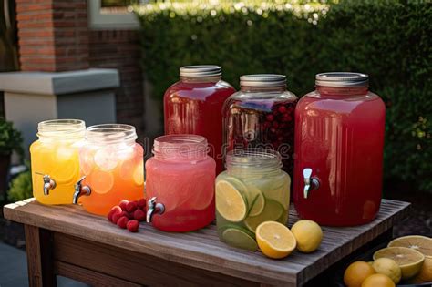 Lemonade Stand With A Variety Of Flavors Including Cherry Watermelon