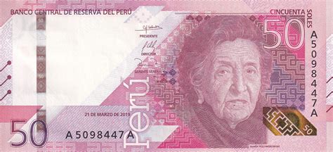 Banknote Peru 50 Soles Maria Rostworowski Jaguar 2019 2022 Serial A Pnew