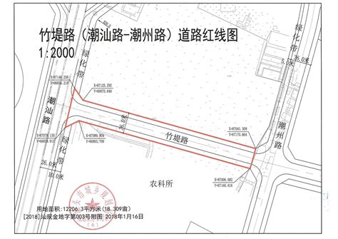 竹堤路（潮汕路 潮州路）市政道路建设工程项目 《建设用地规划许可证》规划公示汕头市自然资源局（海洋局）