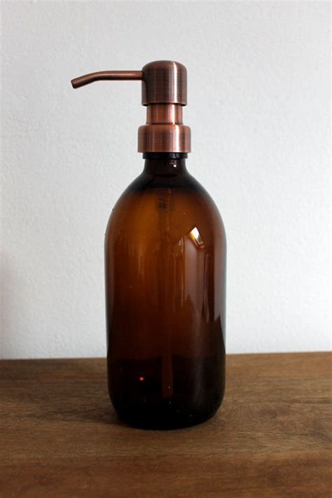 Amber Glass Soap Dispenser With Stainless Steel Pump Etsy Glass Soap Dispenser Soap