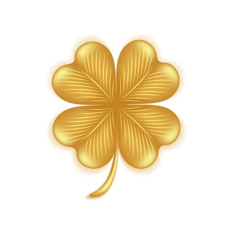 Premium Vector Golden Four Leaf Clover Irish National Symbol For