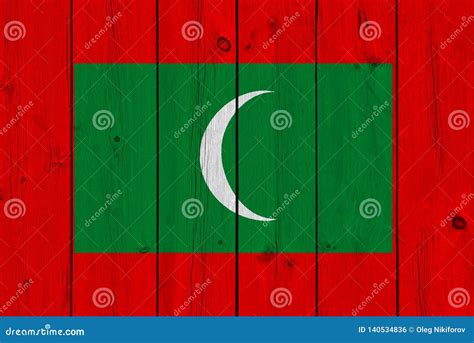 Maldives Flag Painted On Old Wood Plank Stock Photo Image Of Election