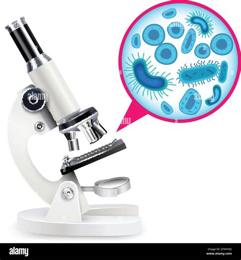 Composición De Microscopio Blanco Realista Con Instrumento Científico Y Multiplicarse