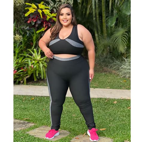 Conjunto Fitness Cal A Legging E Top Roupa De Academia Plus Size Gg Xgg