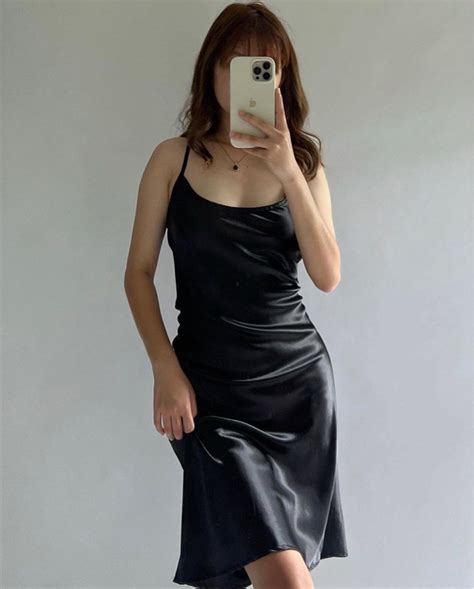 Black Midi Silk Slip Dress on Carousell