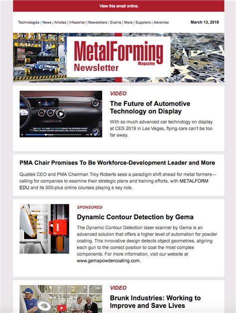 Metalforming Magazine Newsletter