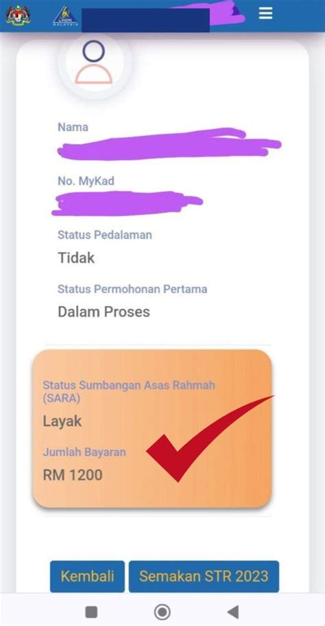 SARA 2024 Tarikh Jadual Bayaran Semakan Status