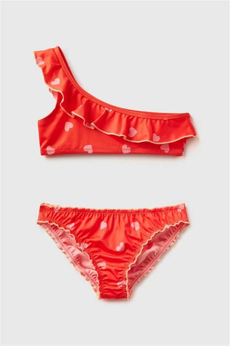 K U Tek Omuzlu Kalp Desenli Bikini Tak M