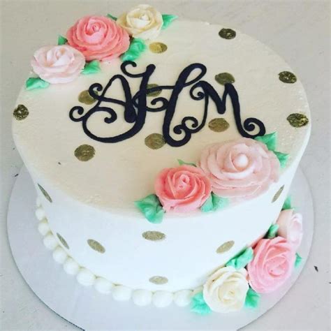 Pastel Floral Monogrammed Hello Gorgeous Cake Hayley Cakes And