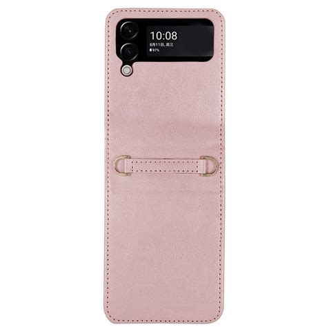 Capa Samsung Z Flip 4 Efeito Pele Anel Rosa Copertini