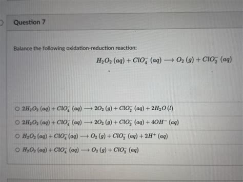 Solved Balance The Following Oxidation Reduction Reaction