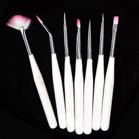 7Pcs Acrylic Nail Art Pen Tips UV Gel Builder Painting Design Brush Set