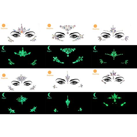 Noctilucent Face Gems Luminous Temporary Tattoo Stickers Acrylic