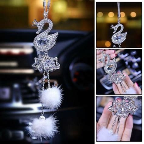 R Troviseur Voiture Pendentif Strass Cygne Cm Balle D Cor Beau Duable