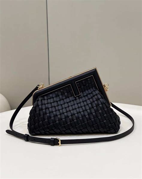 Fendi Bp First Small Black Braided Leather Bag Wholesales