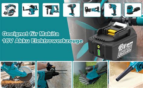 Energup 18V 5 0Ah Li ion Ersatz Akku für Makita 18V BL1860 BL1850