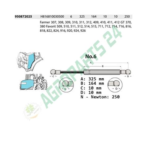 H816810030500 Gasdruckfeder Kabinentür Motorhaube passend für Fendt