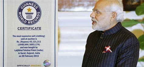 Pm Modis Suit Recognized By Guinness Book Of World Records As The Most