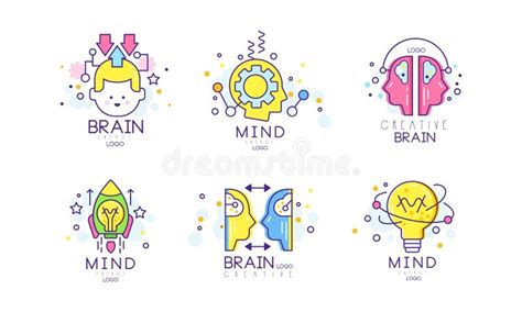 Brain And Creative Mind Logo Design With Man Head And Light Bulb Vector