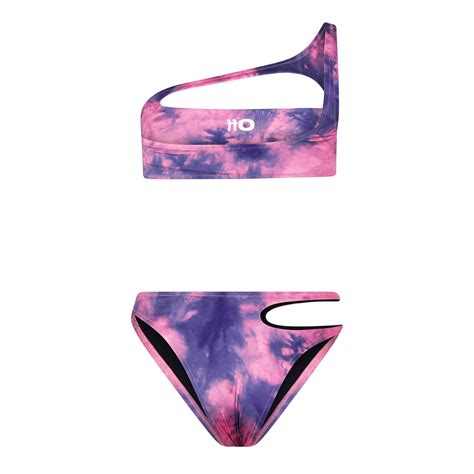 Off White Cut Out Bikini Set Women Pink Blue Flannels
