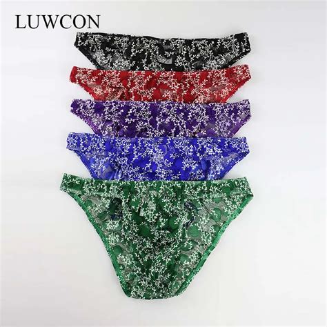 LUWCON 4Pcs Lot Lace Men S Underwear Briefs Sexy Breathable Brief