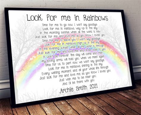 Look For Me In Rainbows Personalised Memorial Print Verse Poem Etsy UK