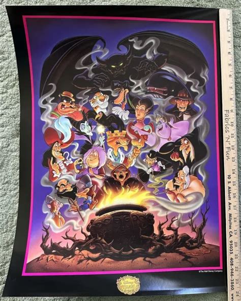 DISNEY OLD ORIGINAL VILLAINS Poster Late 80's Free Shipping!! £47.40 ...