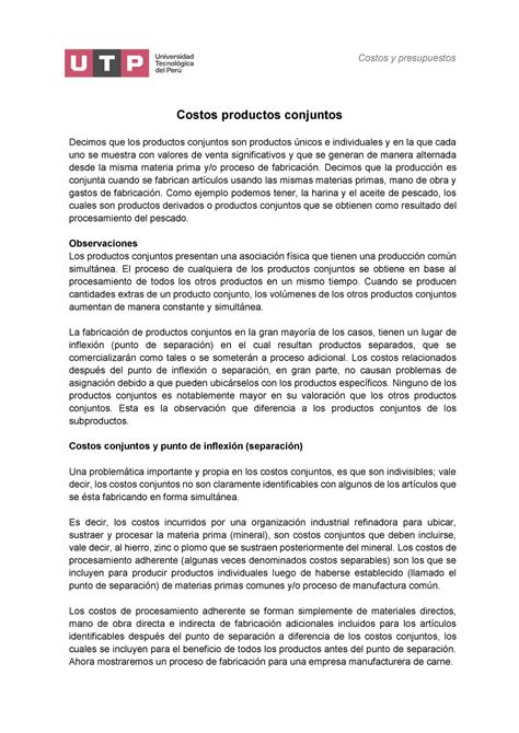 S11T1 Costos Productos Conjuntos Contabilidad General UTP Studocu