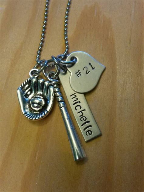 Hand Stamped Personalized Softball Necklace Softball Team Etsy