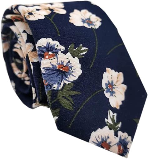 Mantieqingway Men Skinny Tie Cotton Floral Necktie For Wedding