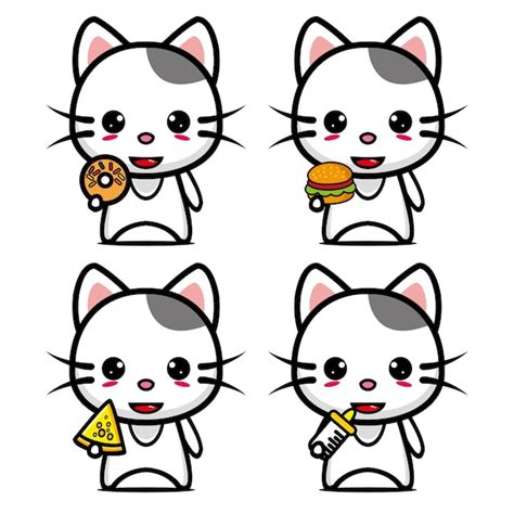 Premium Vector Set Collection Of Cute Cat Mascot Design Isolated On A