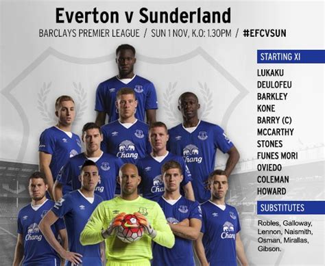 Starting Line Ups Everton V Sunderland Itv News