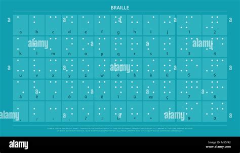 Alfabeto Braille Internacional Cartel Con Letras Latinas Números Y Signos De Puntuación Sobre