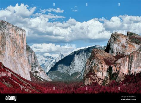 Scenic Majestic El Capitan And Half Dome Rock Formation Yosemite