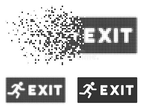 Dust Dotted Halftone Emergency Exit Icon Stock Vector Illustration Of