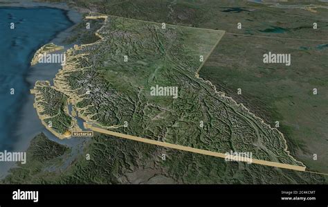 Zoom In On British Columbia Province Of Canada Extruded Oblique