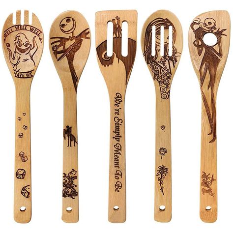 Eco Friendly Natural Bamboo Spatulas Wooden Cooking Utensils With Laser