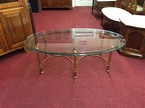 Vintage Glass Top Brass Coffee Table