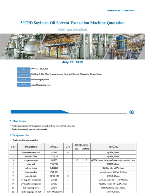 50tpd Soybean Oil Batch Type Solvent Extraction Plant Pdf Pump Steam